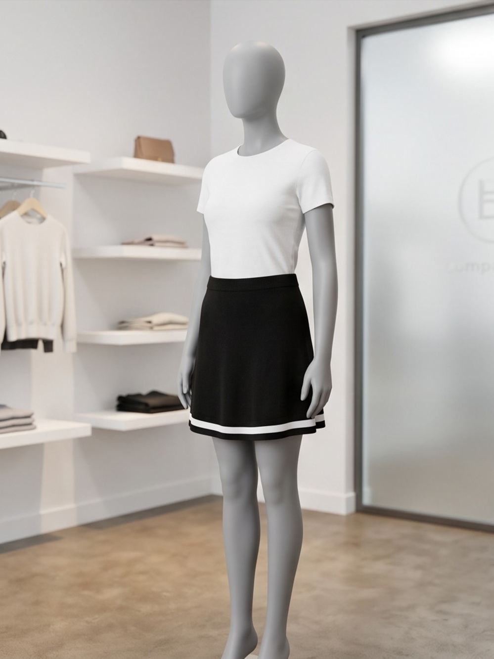 Sincerely Jules Classic Black A-Line Skirt with White Trim - Women M
